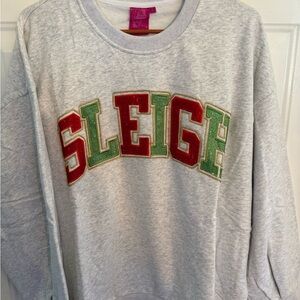 QUEEN OF SPARKLES Gray Sweatshirt with Festive Graphic